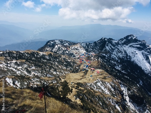 View of mountain and hills from kalinchowk ,Nepal. mountain landscape in the mountains.
