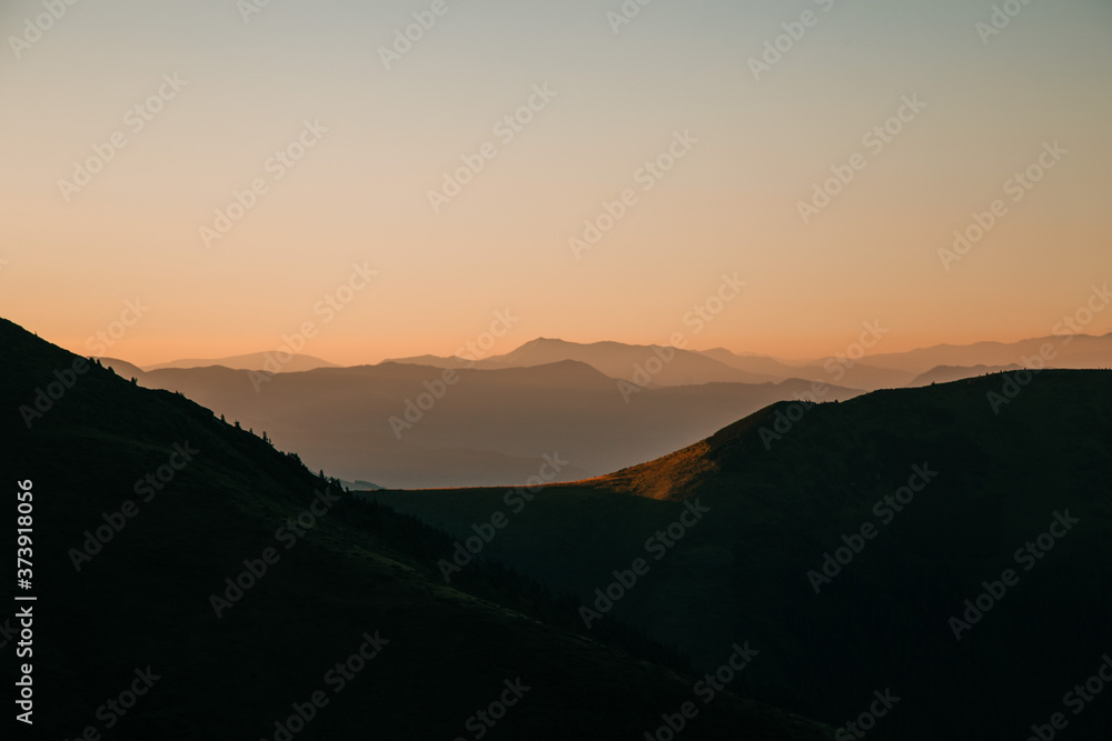 Amazing sunset in the wild ukrainian ridge Marmarosy, near Romania Amazing sunset in the wild ukrainian ridge Marmarosy, near Romania