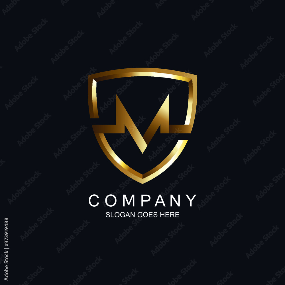 Letter m and shield logo Letter m and shield logo