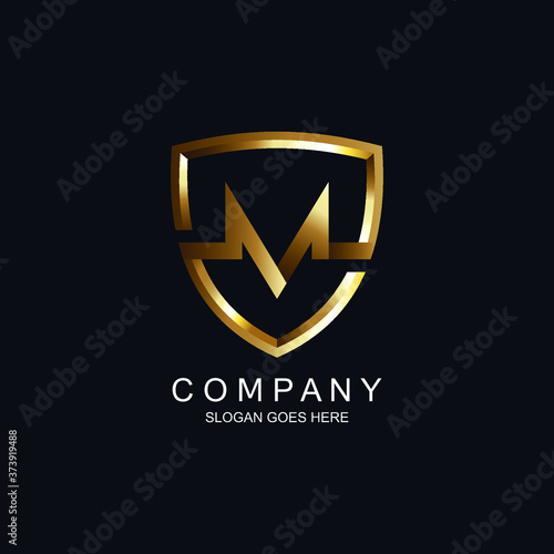 Letter m and shield logo
