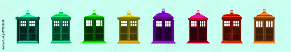 set of British police box or public call cartoon icon design template with various models. vector illustration set of British police box or public call cartoon icon design template with various models. vector illustration