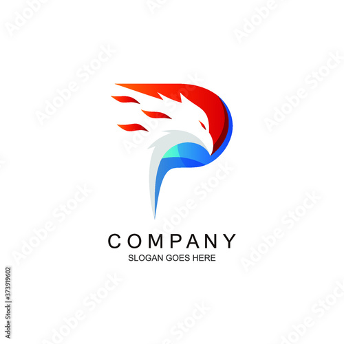 Letter p eagle logo design