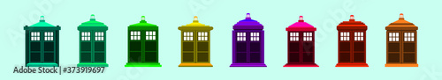 set of British police box or public call cartoon icon design template with various models. vector illustration