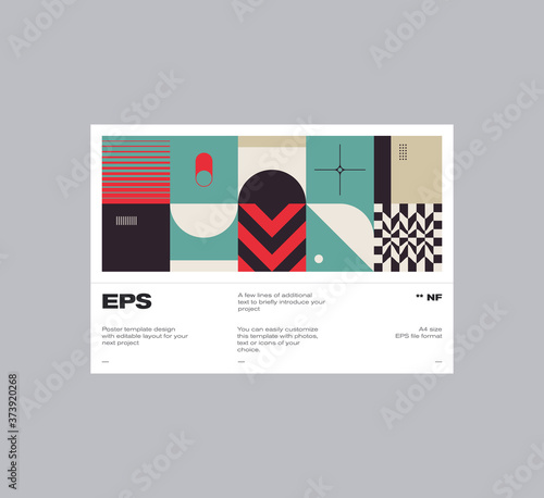 Swiss Poster Design Template With Abstract Geometric Shapes