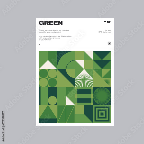 Swiss Poster Design Template With Abstract Geometric Shapes