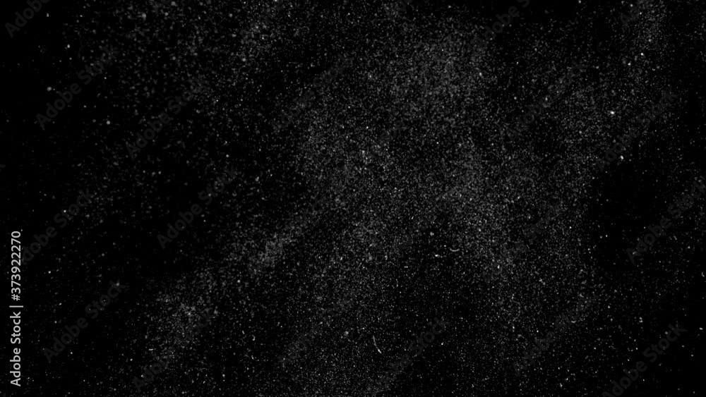 Dust particles on black background. 3D effect with snow glare and flare sparkle