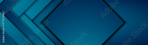 Dark blue tech geometric material abstract background. Corporate vector banner design