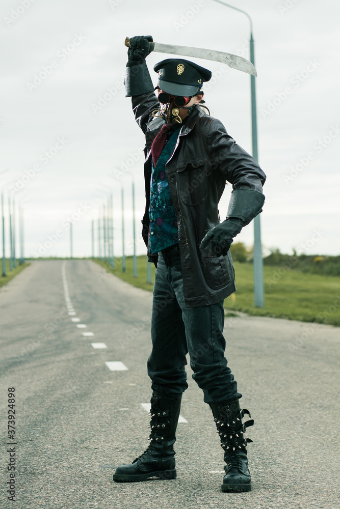 Young man weared in steampunk style Young man weared in steampunk style