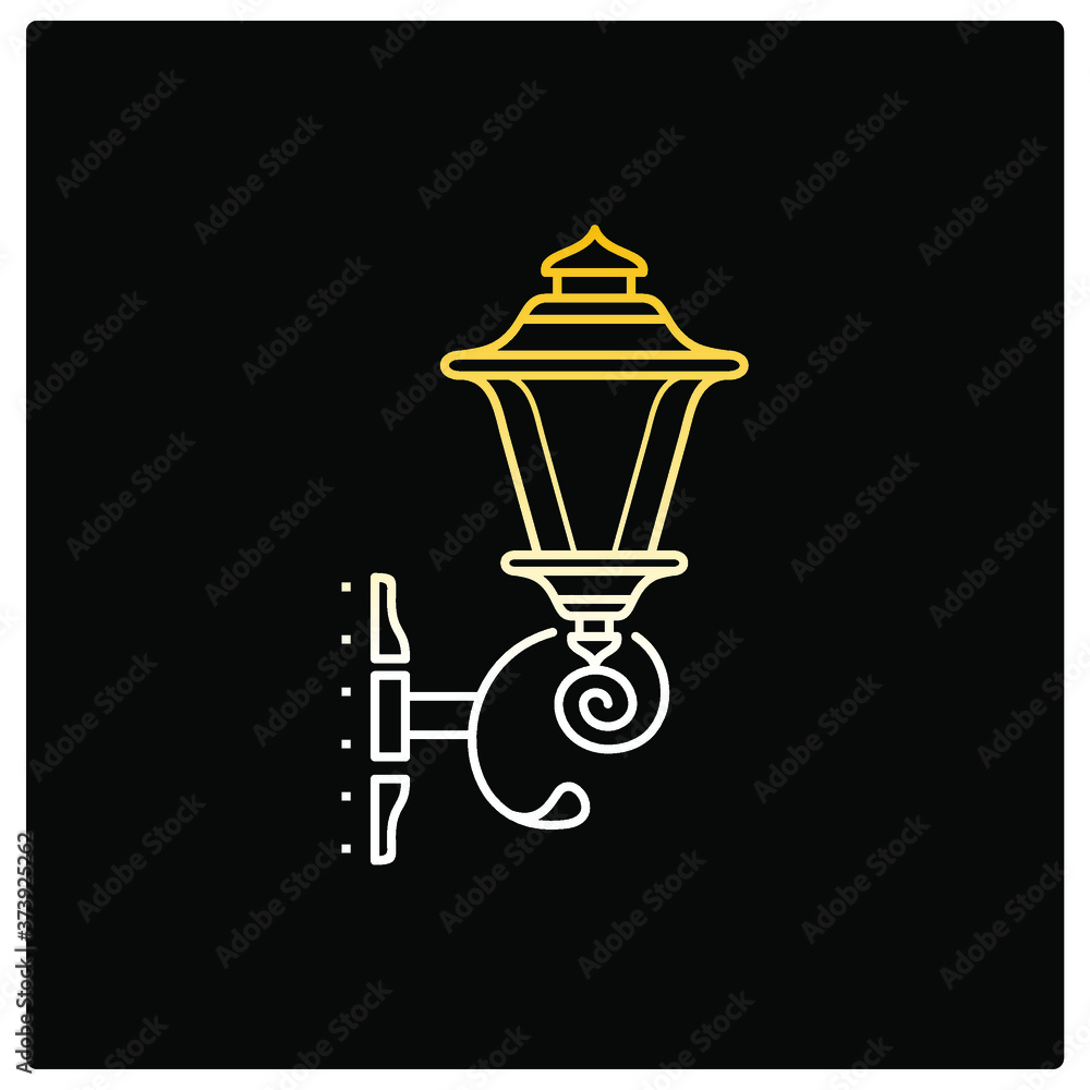 lamppost and light street for black design vector icon in outline lamppost and light street for black design vector icon in outline