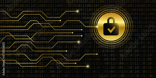 secure digital data connection with lock binary code background vector illustration EPS10