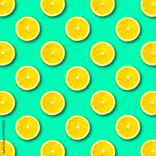 Top view of cut slice ripe lemon isolated on white background with clipping path.