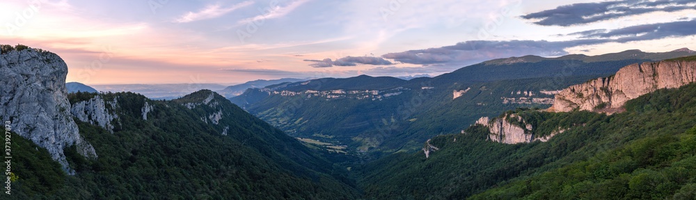 French landscape. Summer landscape of the mountain chain Vercors in France. Col de la bataille.