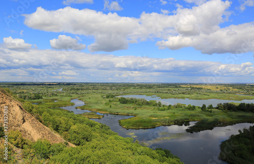 view on delta river from hill