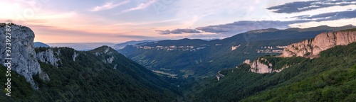 French landscape. Summer landscape of the mountain chain Vercors in France. Col de la bataille.