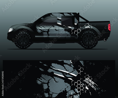 truck and vehicle Graphic vector. Racing background for vinyl wrap and decal
