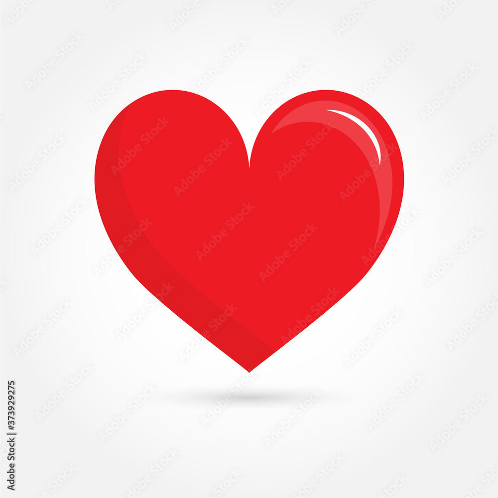 Red heart flat icon symbol isolated on white background Red heart flat icon symbol isolated on white background