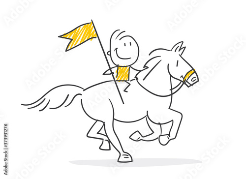 Strichfiguren / Strichmännchen: Pferd, reiten, Reiter. (Nr. 534)