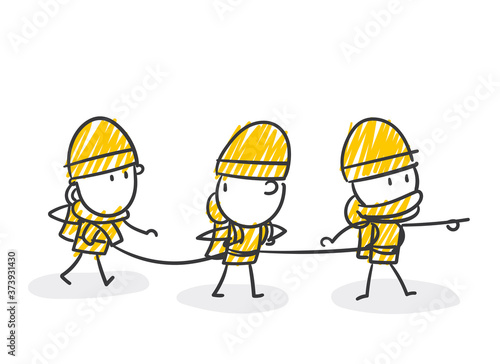 Strichfiguren / Strichmännchen: Teamwork, Gespann, Bergsteiger. (Nr. 538)