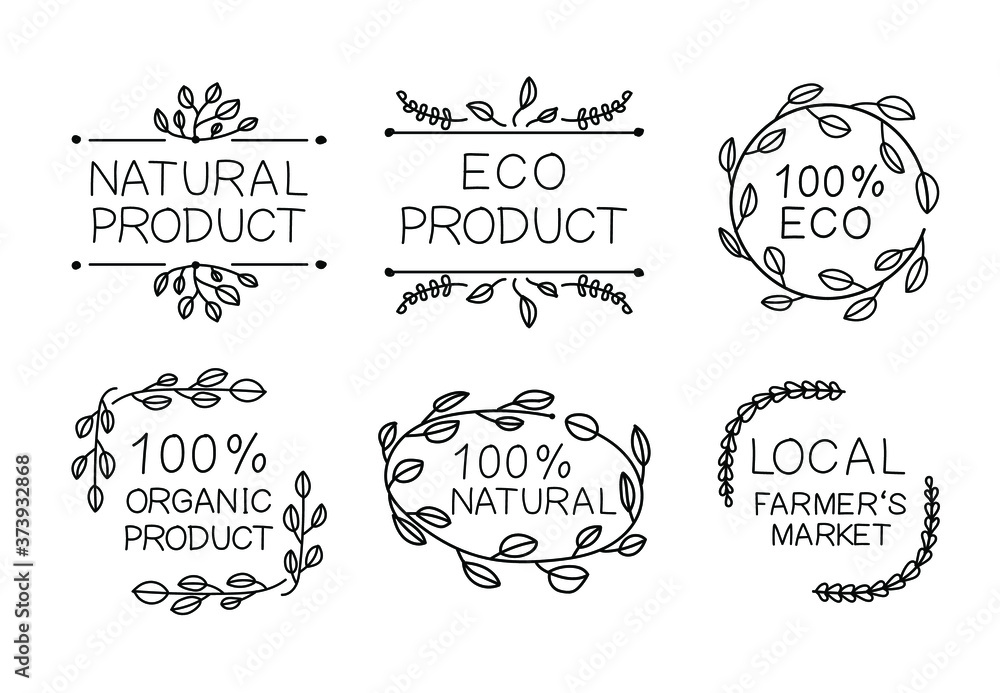 Hand drawn eco farmer's market labels set isolated on white background, black drawings collection, natural organic products, healthy eating concept.
Hand drawn eco farmer's market labels set isolated on white background, black drawings collection, natural organic products, healthy eating concept.