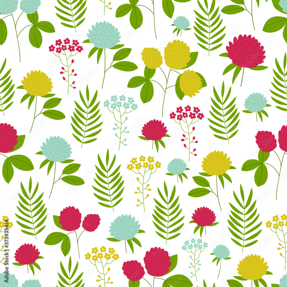 Seamless vector pattern with wildflowers. Seamless vector pattern with wildflowers.