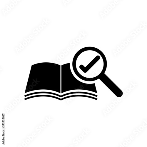 Checking book with magnifying glass icon isolated vector on white
