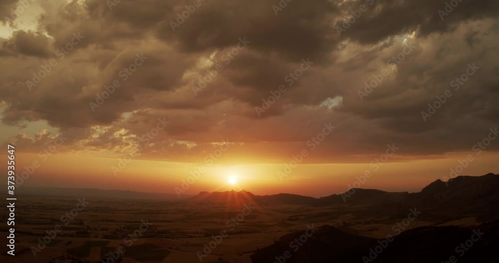 Spectacular sunset in the Pancorbo mountains in Burgos, Spain. Magical mountains, beautiful nature Spectacular sunset in the Pancorbo mountains in Burgos, Spain. Magical mountains, beautiful nature