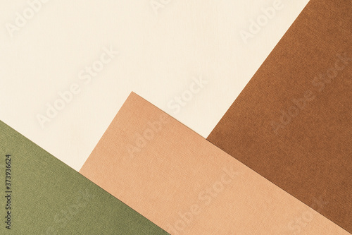 Paper for pastel overlap in beige, green and terracotta colors for background, banner, presentation template. Creative modern trendy background design in natural colors. Trendy paper for pastel photo