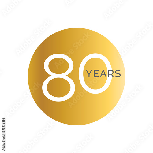 80th Anniversary gold banner template, eightieth jubilee labels, business birthday logo, vector illustration
