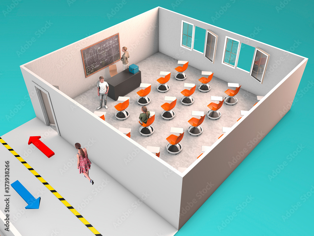 School desk for anti covid19 measures. To fight the coronavirus, new