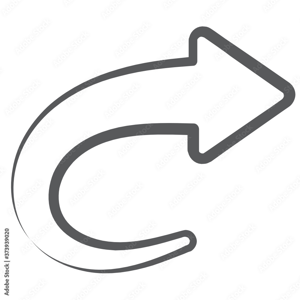 Curved up arrow in modern line style
Curved up arrow in modern line style