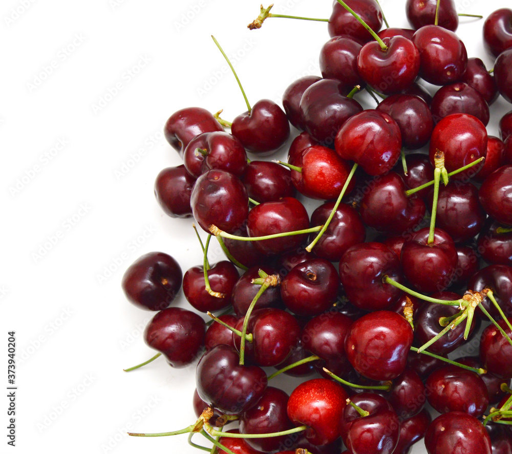 crowded group of ripe cherries, making approach crowded group of ripe cherries, making approach