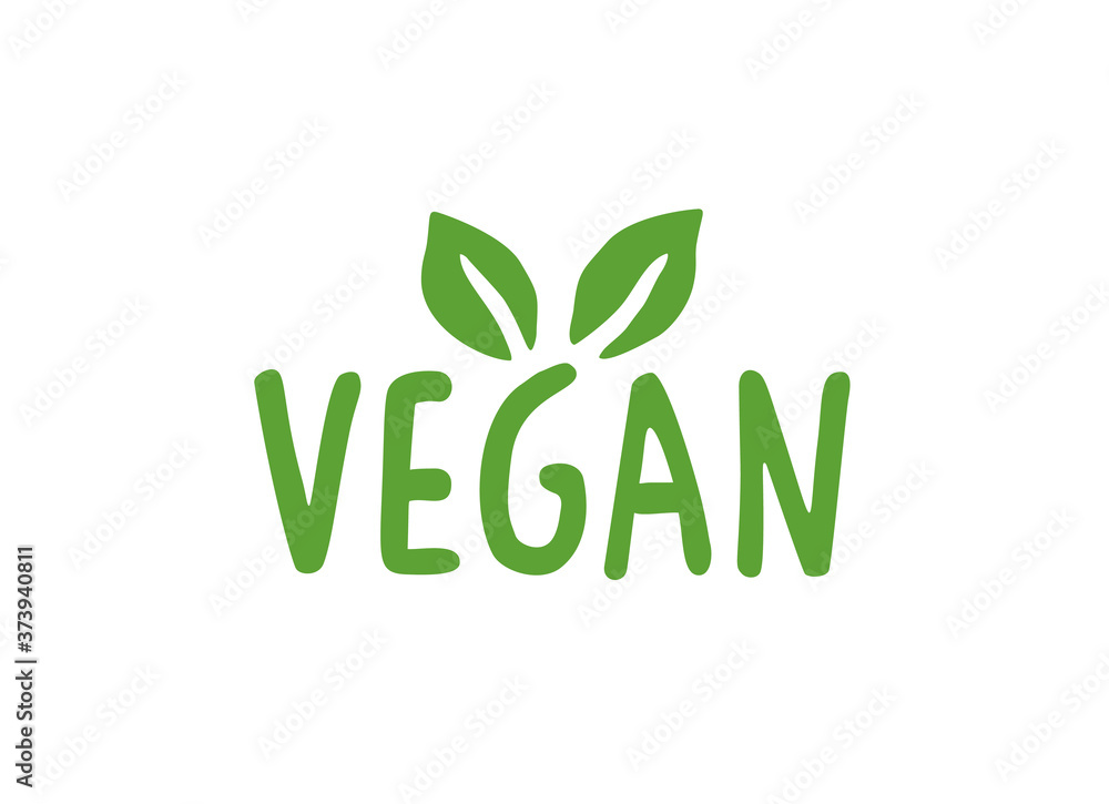 Green vegan icon with leaves in a classic graphic design Green vegan icon with leaves in a classic graphic design