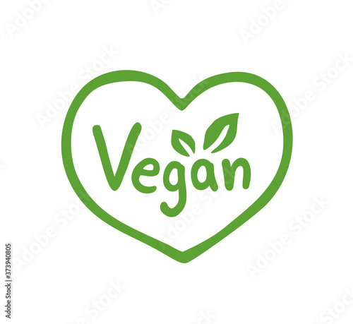 Green vegan icon with leaves in a classic graphic design