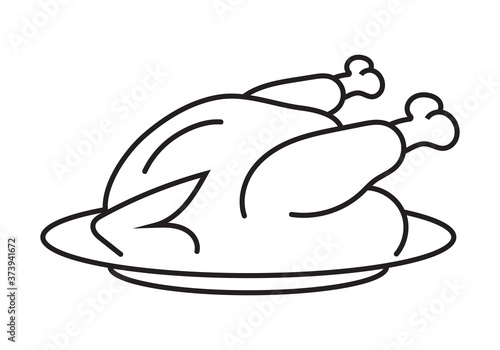 Thanksgiving dinner roast turkey line art icon for apps or websites