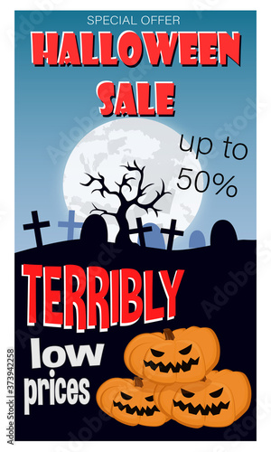 Halloween sale vector banner.