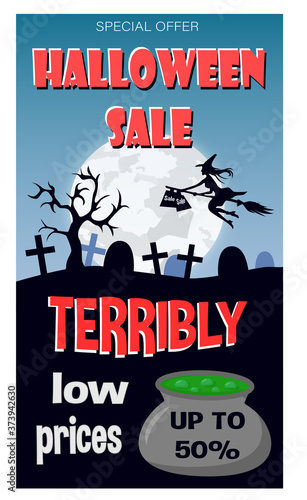 Halloween sale vector banner.