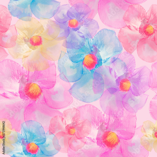 Seamless floral design  for background, Endless pattern.Watercolor illustration.