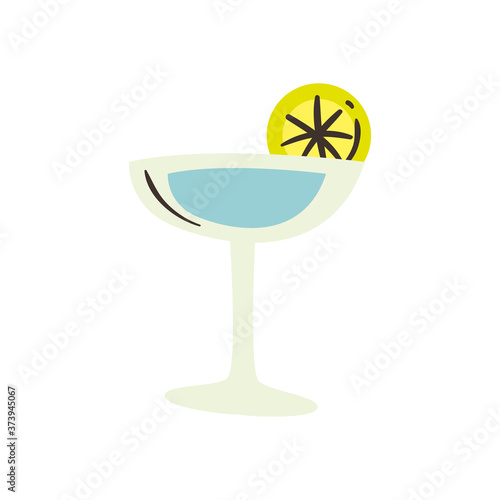 margarita cocktail with lemon free form style icon vector design