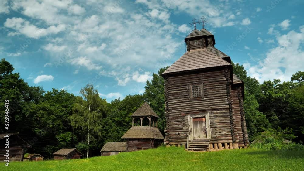 Time Lapse Amazing unique old rustic wooden temple and beautiful clouds Time Lapse Amazing unique old rustic wooden temple and beautiful clouds