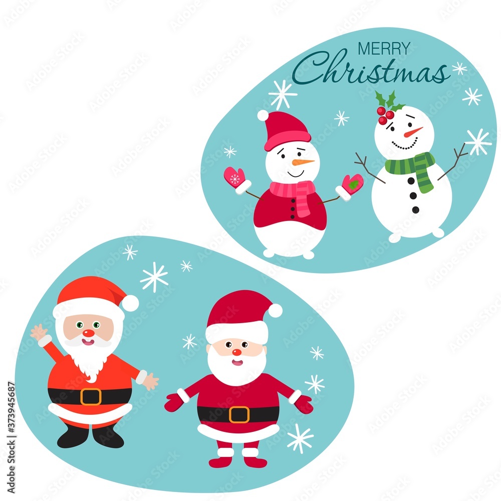 Print Hand drawn of Merry Christmas Collections. Vector Illustration.