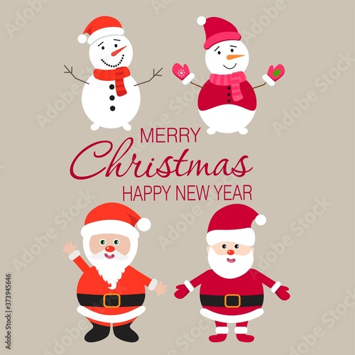 Print Hand drawn of Merry Christmas Collections. Vector Illustration.