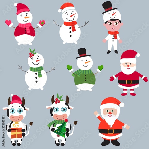 Print Hand drawn of Merry Christmas Collections. Vector Illustration.