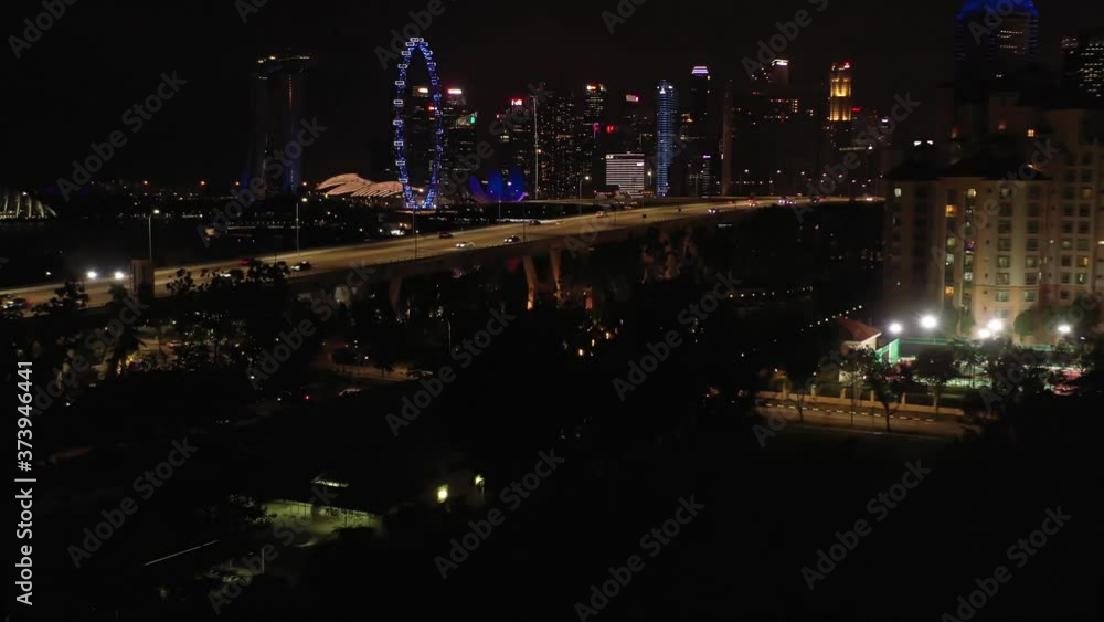 Aerial shot of Singapore city at night Aerial shot of Singapore city at night