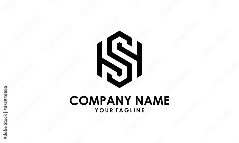 Monogram HS or SH creative modern black letters logo design