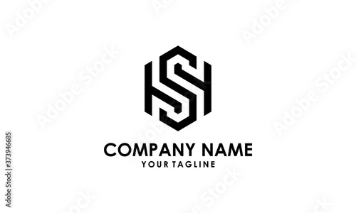 Monogram HS or SH creative modern black letters logo design