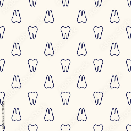 Vector seamless geometric pattern with teeth. Dental medical background for decoration, digital paper, textile. Minimalistic style backdrop for web