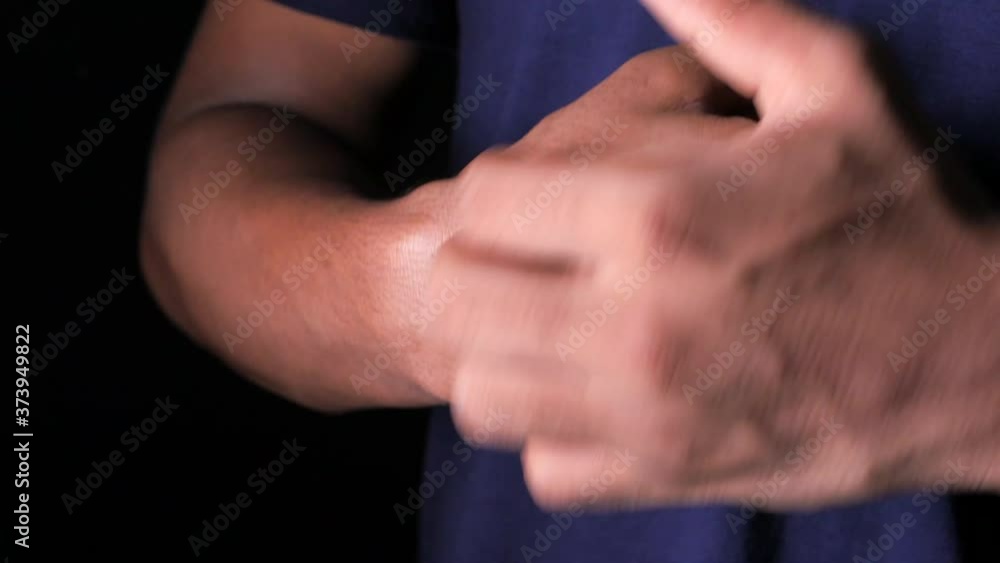 man suffering from itching skin, close up. man suffering from itching skin, close up.