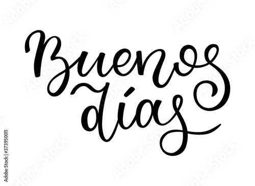 Hand lettering Good morning. Spanish letters. Template for card, poster, print.