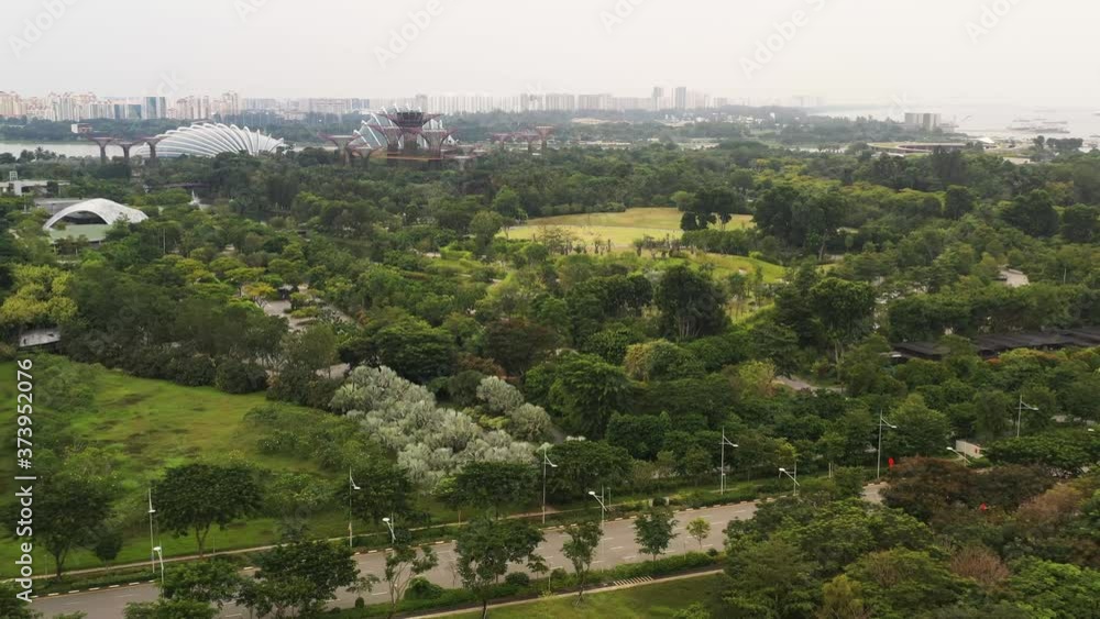 Aerial shot of gardens by the bay Singapore Aerial shot of gardens by the bay Singapore
