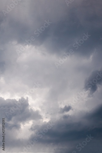 Dramatic gray clouds in the sky. Dark gray cloudy sky